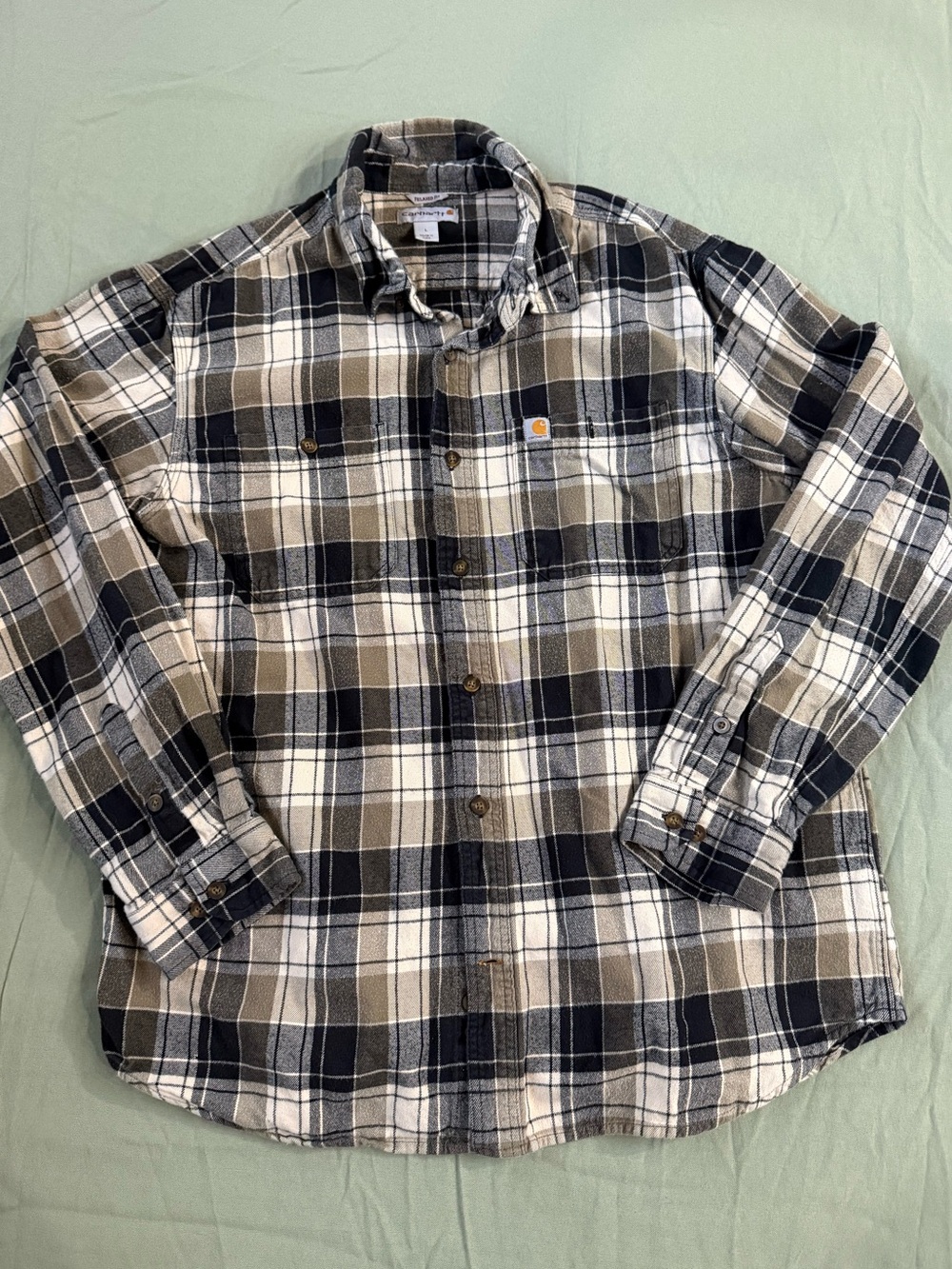 Mens Carhartt Relaxed Fit Plaid Work Flannel L